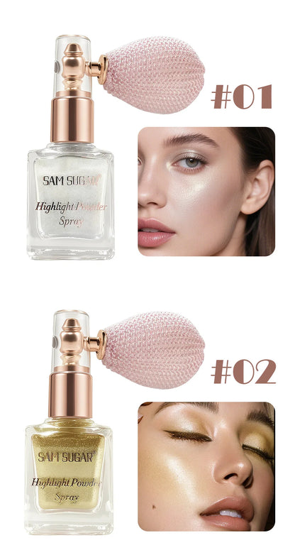 Face & Body Shimmer Spray, Contour Highlight Powder Mist, Ultra-Fine Glitter for Cheekbones Legs Body, Dewy Makeup Setting Spray