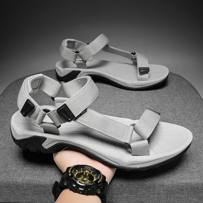 High Quality Summer Open Shoes Men Outdoor Adjustable Sandals Beach Gladiator Rome Breathable Green Pure Black Big Size 47 48