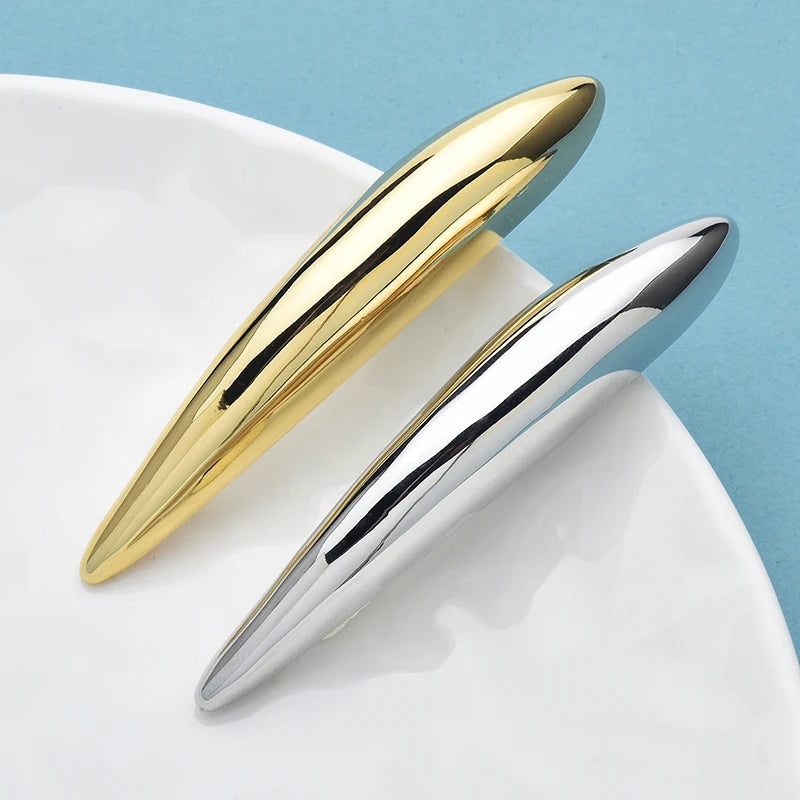Wuli&baby Stainless Steel Geometric Brooches For Women Unisex Long Oval Party Office Clothes Brooch Pins Gifts