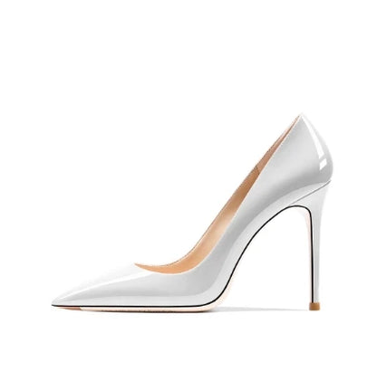 HLTINO Navy Blue Bright Shoes for Spring Summer Women Patent Leather High Heels Pointed Toe Sexy White Autumn Pumps