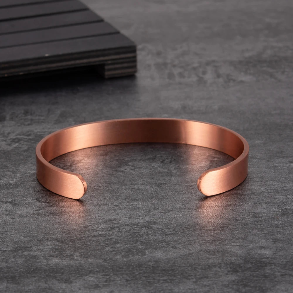 Vinterly Pure Copper Bracelets for Women Men Unisex 9.5mm Wide Adjustable Open Cuff Bangles Female Resizable Jewelry Metal Soft