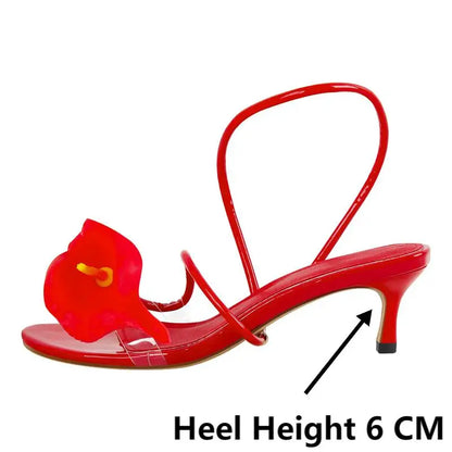 Onlymaker Women Open Toe Elegant Calla Lily Flower Sandals Wedding Heels Dressy Slingback Kitten Heel Summer Strappy Sandals
