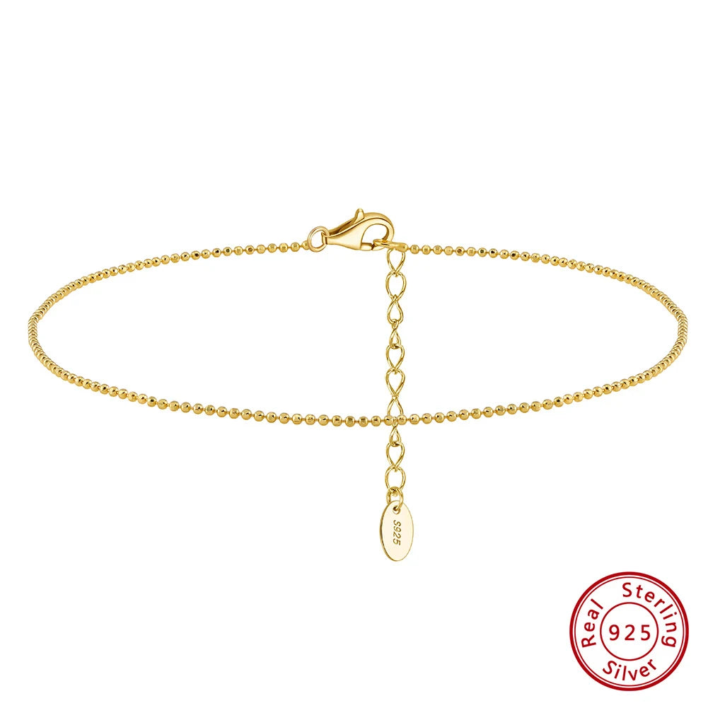ORSA JEWELS 925 Sterling Silver Mariner Chain Anklets Fashion Women Summer 14K Gold Foot Bracelet Ankle Straps Jewelry SA24