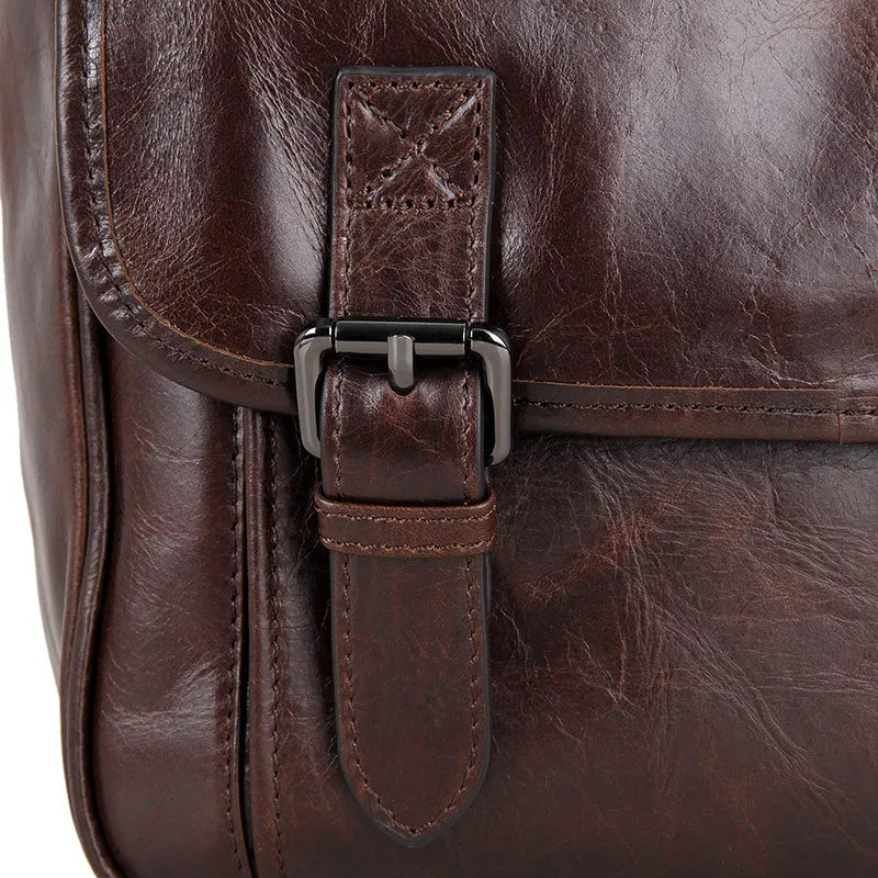 Fashion High Class Oil-Waxed Genuine Leather Shoulder Bag men Leather Messenger Bag Male Crossbody Bag Sling Leisure Bag Satchel