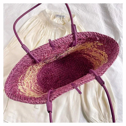 Casual Large Capacity Tote Designer Wicker Woven Women Handbags Summer Beach Bali Straw Bag Lady Travel Big Basket Purse