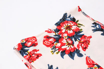 Summer Woman Printing Sleeveless Long Dress Vintage Dress Casual A-Line Beach Print Dress