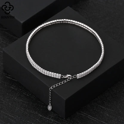 Rinntin Italian Sparkle Mirror Link Chain Anklet Women's 925 Silver Summer Foot Chain Bracelet Fashion Ankle Straps Jewelry SA29