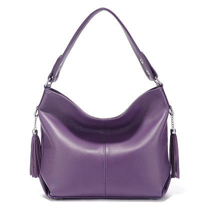 Zency 2026 New Fashion Soft Real Genuine Leather Tassel Women Handbag Elegant Ladies Hobo Shoulder Bag Messenger Purse Satchel