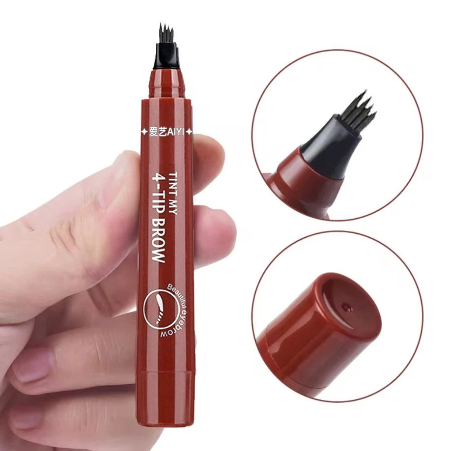 Waterproof Eyebrow Pen, Microblading Eyebrow Pencil With 4 Split Head, Natural Looking Brows Makeup ( 5 Colors)