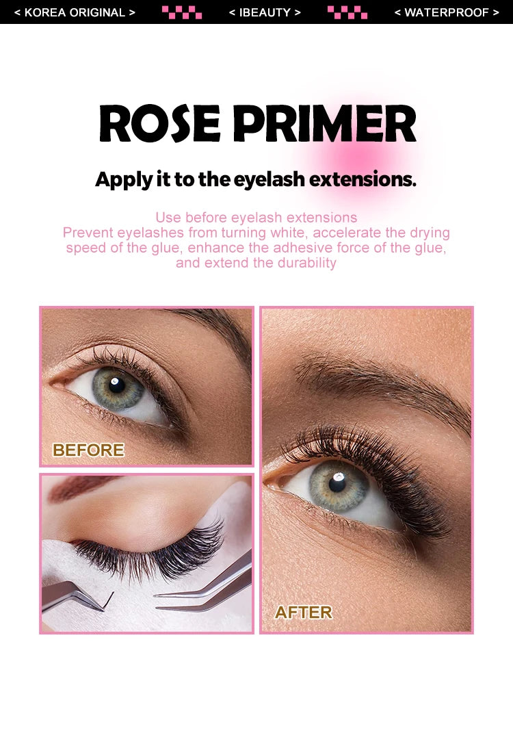1 Bottle IBeauty Rose Primer Eyelash Extension Booster Long Lasting Korea Shop Adhesive Supplies Makeup Glue Stronger Tools