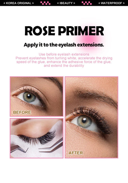 1 Bottle IBeauty Rose Primer Eyelash Extension Booster Long Lasting Korea Shop Adhesive Supplies Makeup Glue Stronger Tools