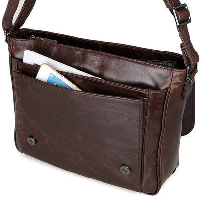Fashion High Class Oil-Waxed Genuine Leather Shoulder Bag men Leather Messenger Bag Male Crossbody Bag Sling Leisure Bag Satchel