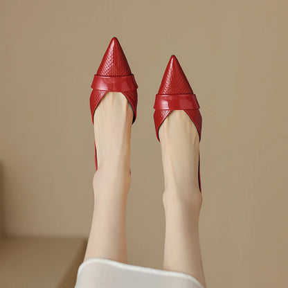 【JOCHEBED HU】Brand Genuine Leather Pointed Toe Slingback Kitten Heel Sandals Women Stiletto High Heels Summer Designer Party