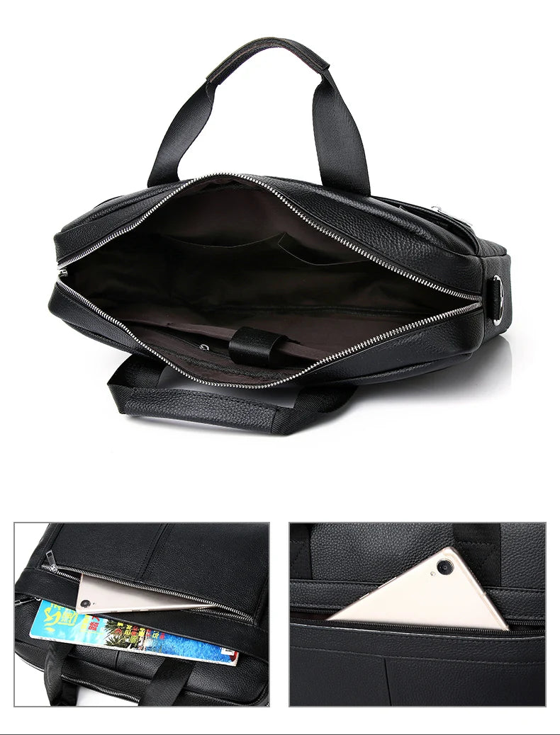 SCHLATUM Genuine Leather Briefcases Hard For Men Luxury Handbags Laptop Briefcase Bags 15.6 Inch Office Bussiness Computer Bag