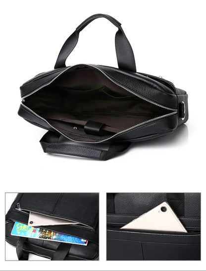 SCHLATUM Genuine Leather Briefcases Hard For Men Luxury Handbags Laptop Briefcase Bags 15.6 Inch Office Bussiness Computer Bag