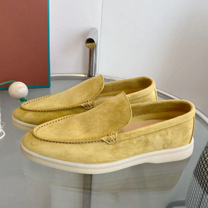 High Quality Men's walking driving shoes Unisex All genuine leather loafer Sheepskin suede Flat casual women's shoes large size