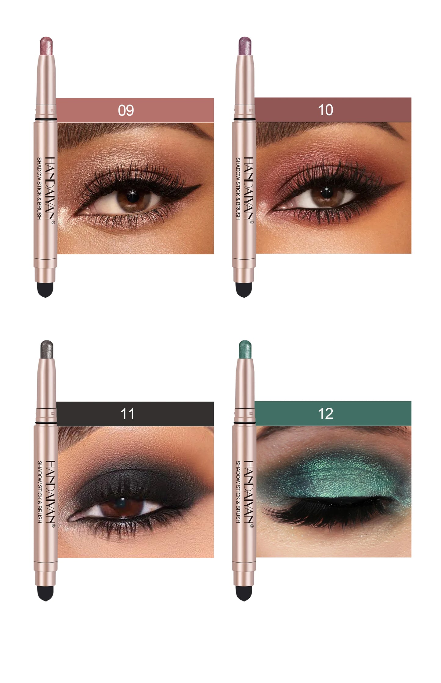 12 Colors Long Lasting Eye Shadow Pencil Set Silky Smooth Glitter Shimmer Matte Waterproof Highlighter Makeup Stick