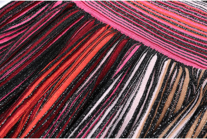 ZJYT Europe Fashion Summer Striped Pleated Knitted Dresses for Women Elegant V Neck Short Sleeve Midi Vintage Holiday Dress 2026