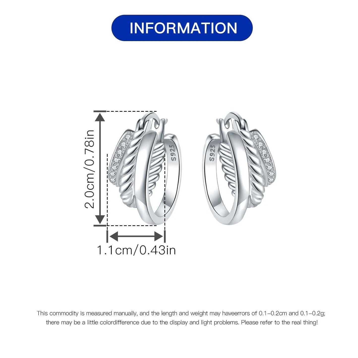 925 Sterling Silver Exquisite Multi-layer Ear Ring Jewelry Versatile Hoop Earrings For Women Jewelry Fine Birthday Party Gift