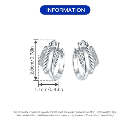 925 Sterling Silver Exquisite Multi-layer Ear Ring Jewelry Versatile Hoop Earrings For Women Jewelry Fine Birthday Party Gift