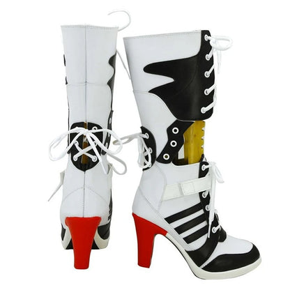 Disguise Super Villain Quinzel Shoes Cosplay Long Boots Women Costume Accessories Halloween Female Role Play Fancy Footwear