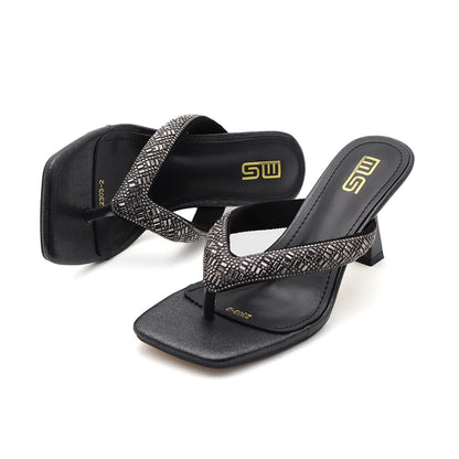 Black Red High Heel Slippers Women Open Toe Slingback Sandals Female Pumps Square Toe Summer Simple Designer Heeled Sandals