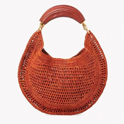Cross border summer seaside vacation style retro wrist pure handmade colorful grass woven armpit bag hobo handbag