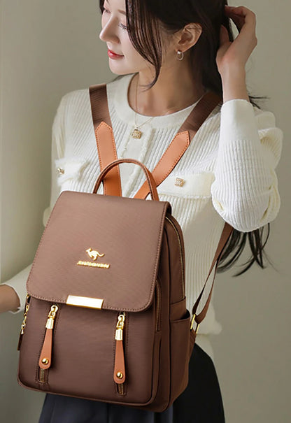Hot Selling Solid Color Zipper Oxford Fashion Women's Backpack 2024 New Versatile Commuting Large Capacity Soft Female Back Pack