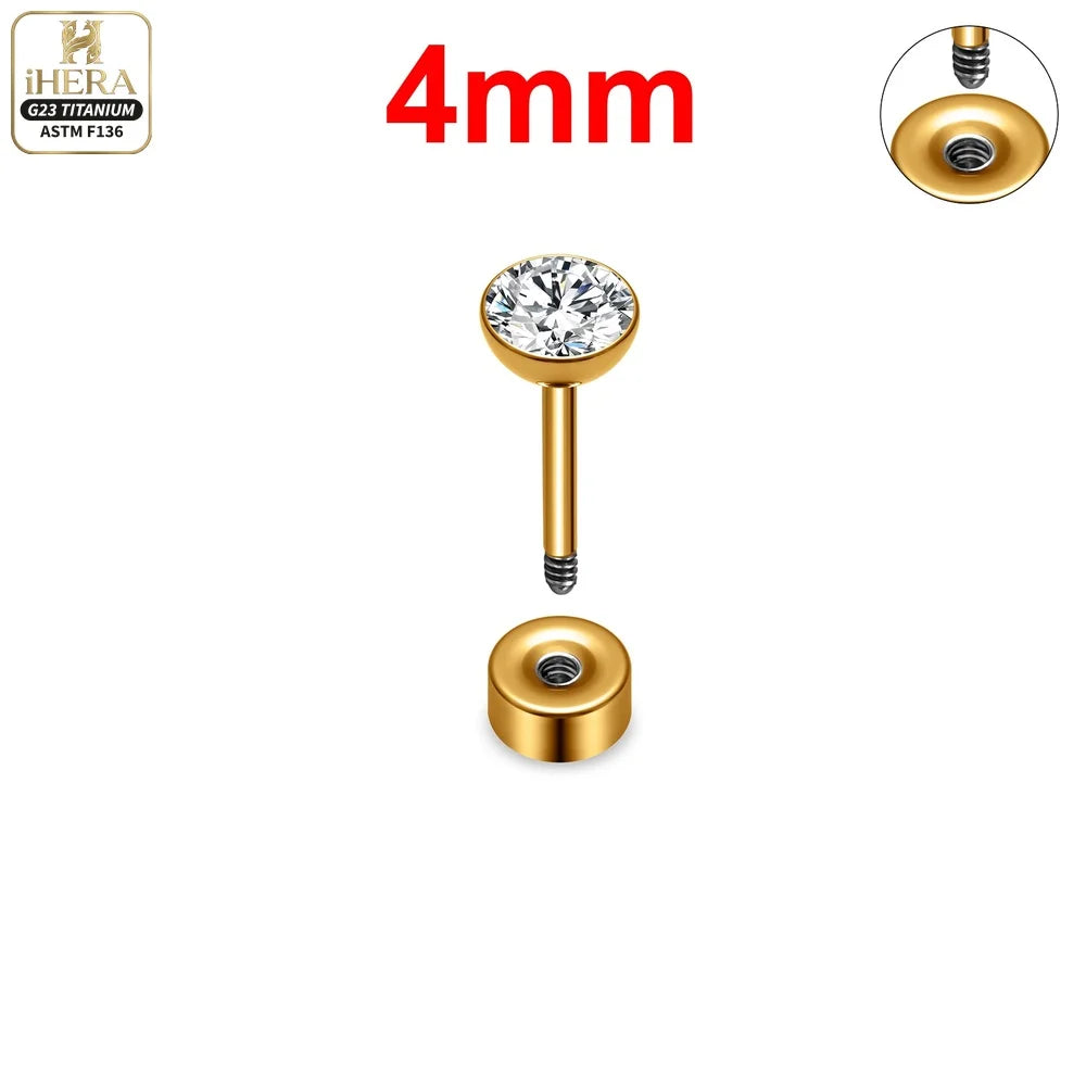 ASTM F136 Titanium Piercing Round Bowl Shaped Screw Labret Earring Set Lip Ring Cartilage Tragus Conch Jewelry Helix Nose Studs
