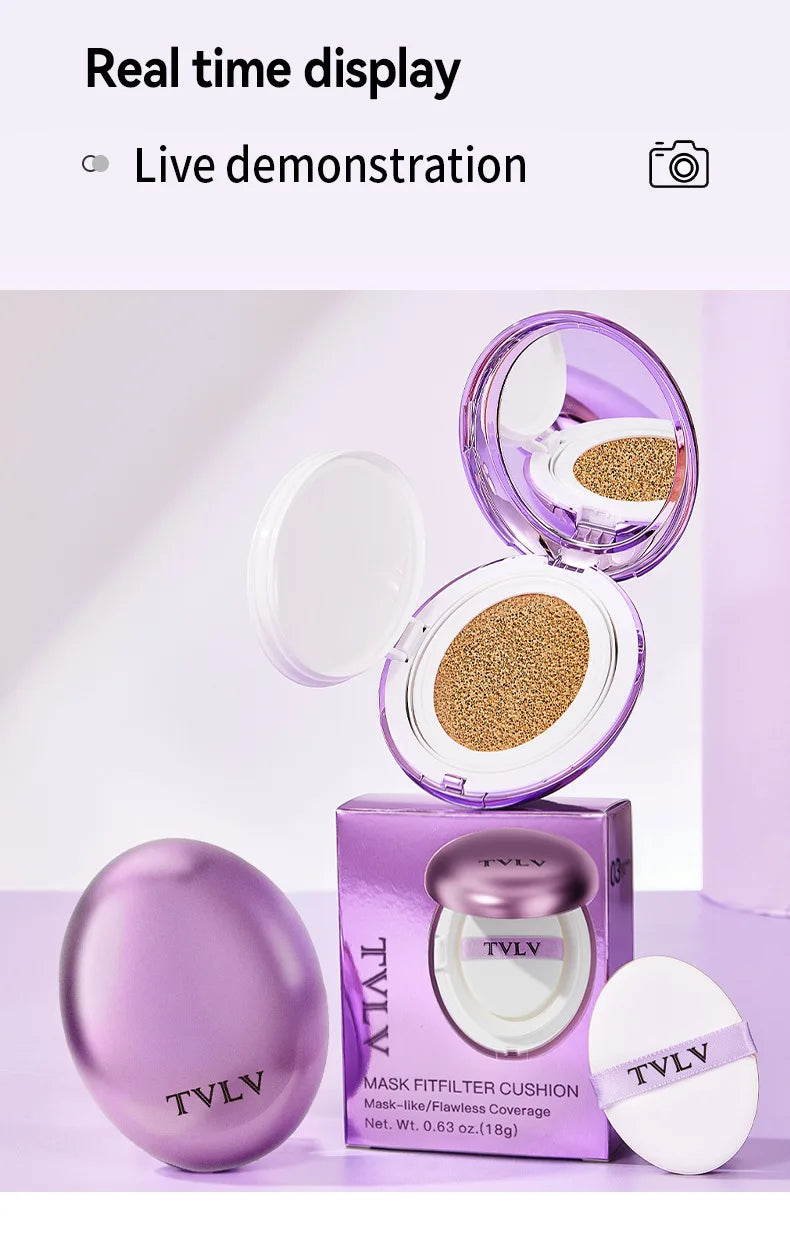 Korean Air Cushion Concealer Foundation, SPF Makeup Base with Soft-Focus Filter, Lightweight Non-Cakey, Long-Lasting Matte Cover