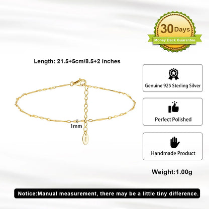 ORSA JEWELS 925 Sterling Silver Mariner Chain Anklets Fashion Women Summer 14K Gold Foot Bracelet Ankle Straps Jewelry SA24