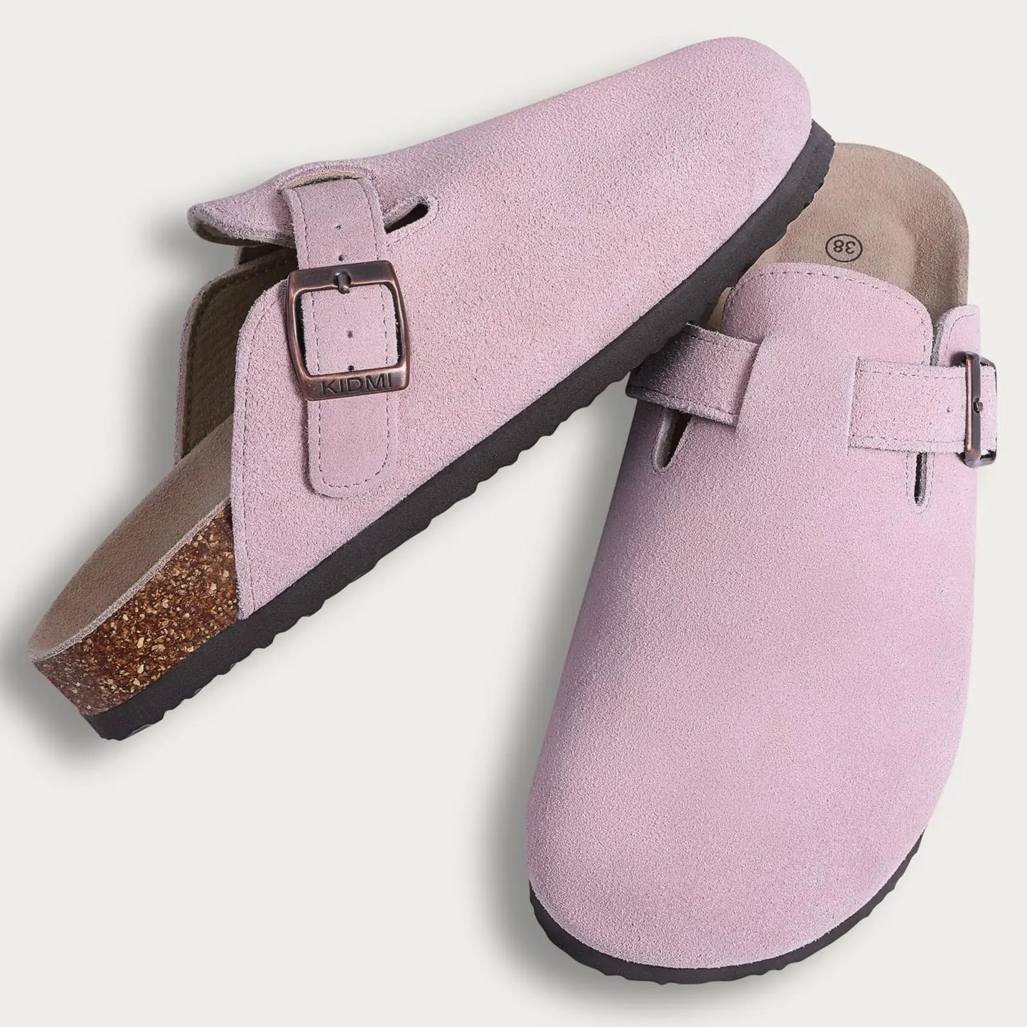 Evshine Men's Cow Suede Clogs with Arch Support Leather Mules Comfort Fashion Potato Shoe Women Cork Footbed Genuine Suede Clogs