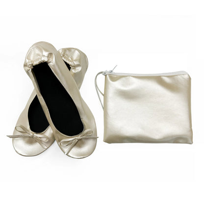 Women's Foldable Portable Ballet Flats For Indoor Use Roll Up Slippers, Conveniently Packaged, With Bag, For Travel Wedding