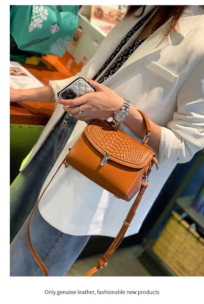 Women's Mini Bag Genuine Leather Lady Handbag Female Crocodile Pattern Crossbody Shoulder Bag Fashion Trend Small Flap Messenger