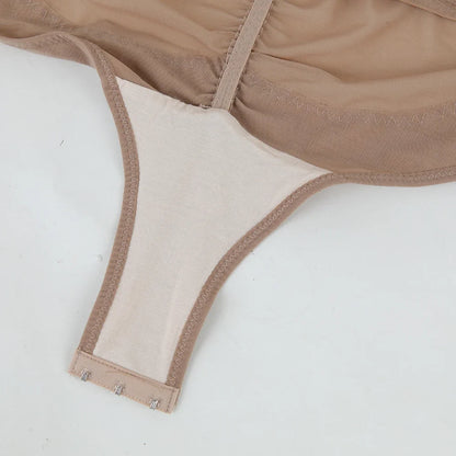 Cross Waist Bodysuit Sexy Women Briefs Shapewear with Film Coaster Mesh Breathable Suspender Top Tummy Control Ladies Underwear