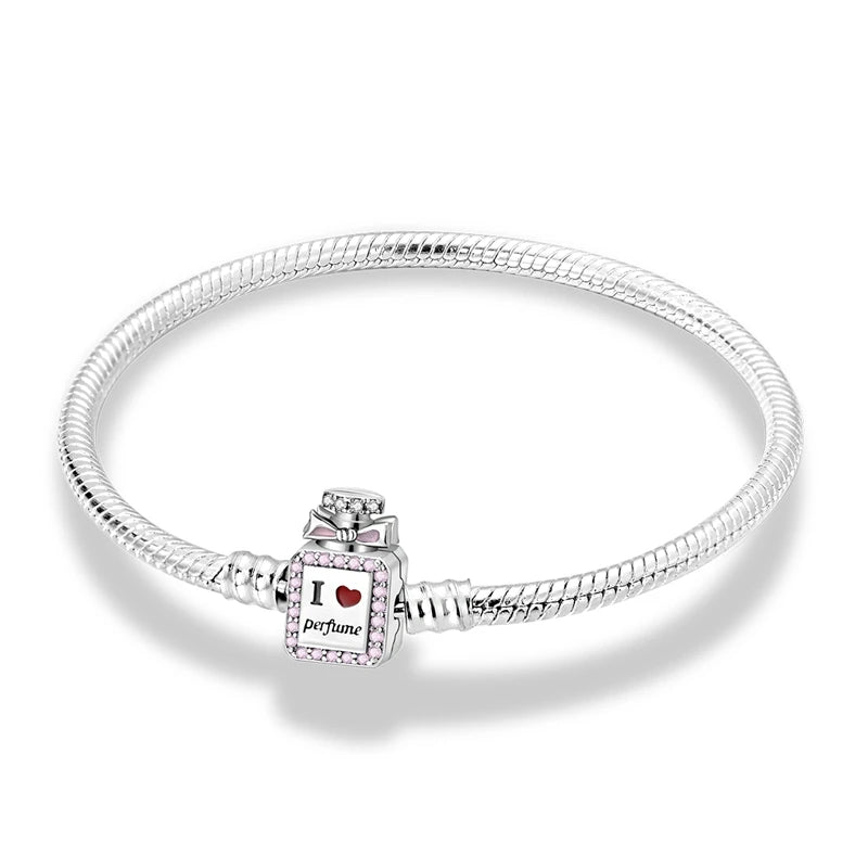 925 Sterling Silver Travel Plane Snake Basic Chain Cat and Moon Bracelet fit Original Charm Beads DIY Women Design Jewelry Party