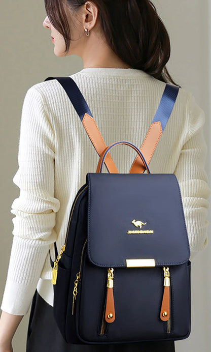 Hot Selling Solid Color Zipper Oxford Fashion Women's Backpack 2024 New Versatile Commuting Large Capacity Soft Female Back Pack