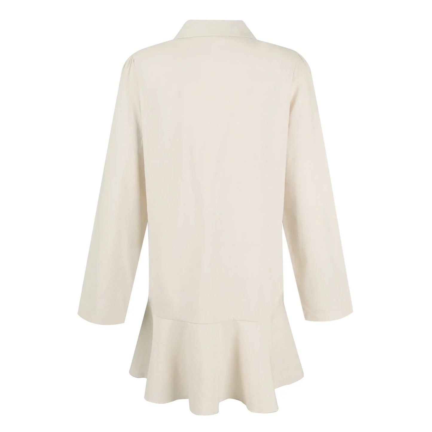 Women Loose Dresses Fashion Casual Half Open Shirt Hem Ruffle Classic Solid Dresses Daily Commute Date Simple Long Sleeve Dress