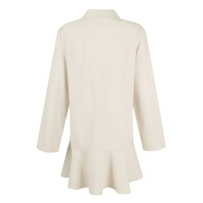 Women Loose Dresses Fashion Casual Half Open Shirt Hem Ruffle Classic Solid Dresses Daily Commute Date Simple Long Sleeve Dress