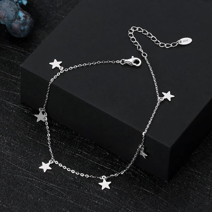 Rinntin Italian Sparkle Mirror Link Chain Anklet Women's 925 Silver Summer Foot Chain Bracelet Fashion Ankle Straps Jewelry SA29