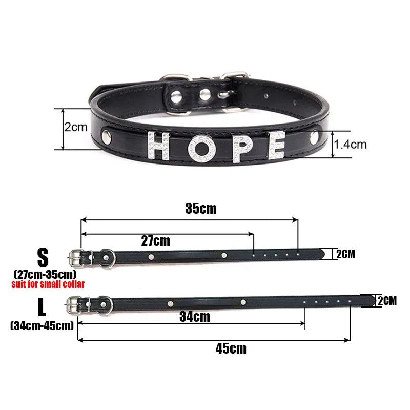 Punk Leather Collar DIY Custom Name Necklace Personalized Letter Angel Queen Choker for Women Men Sexy Cosplay Jewelry Gifts