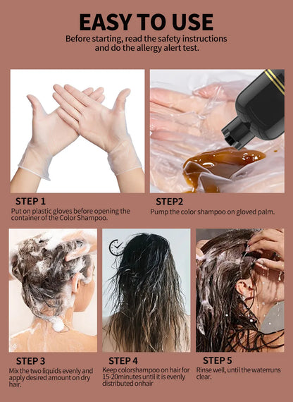 500ml Black Dyed Shampoo Instant Dye Covers Natural Gray Hair Shampoo Black Hair Dye Herbal Ginseng Ginger White Hair Dyed Black