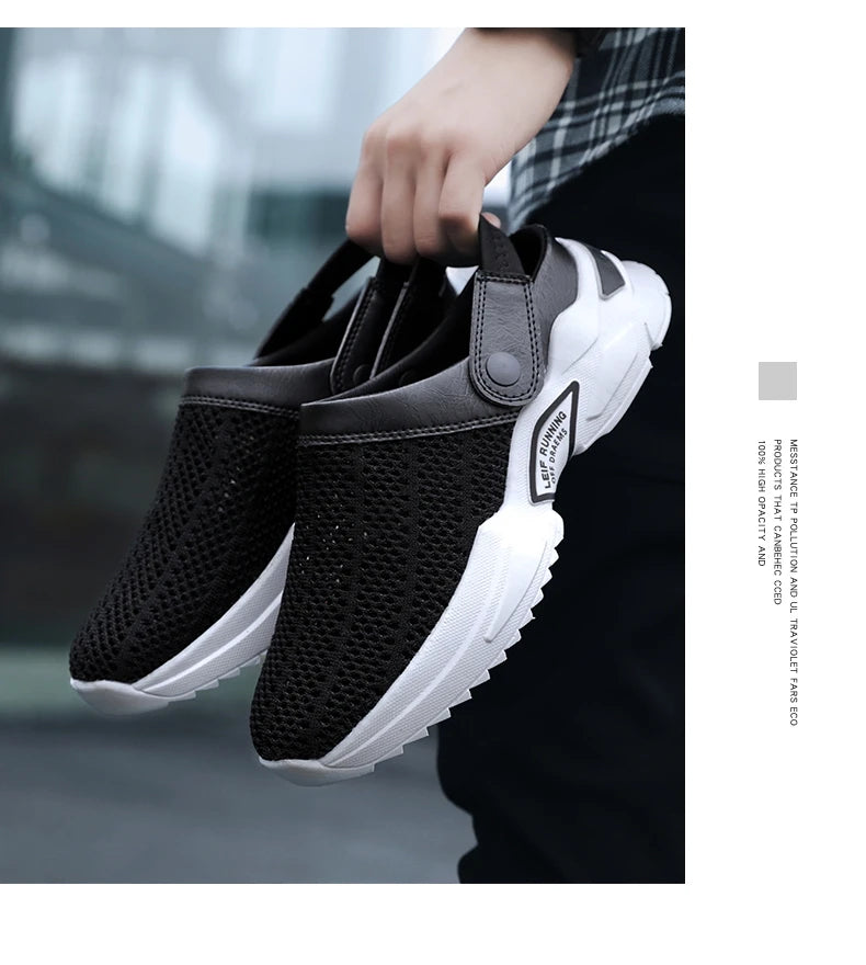 2025 Men Summer Sandal Mesh Mules Breathable Padded Beach Flip Flops Shoes Solid Flat Bath Slippers Outside Men Slippers Zapatos