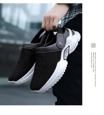 2025 Men Summer Sandal Mesh Mules Breathable Padded Beach Flip Flops Shoes Solid Flat Bath Slippers Outside Men Slippers Zapatos