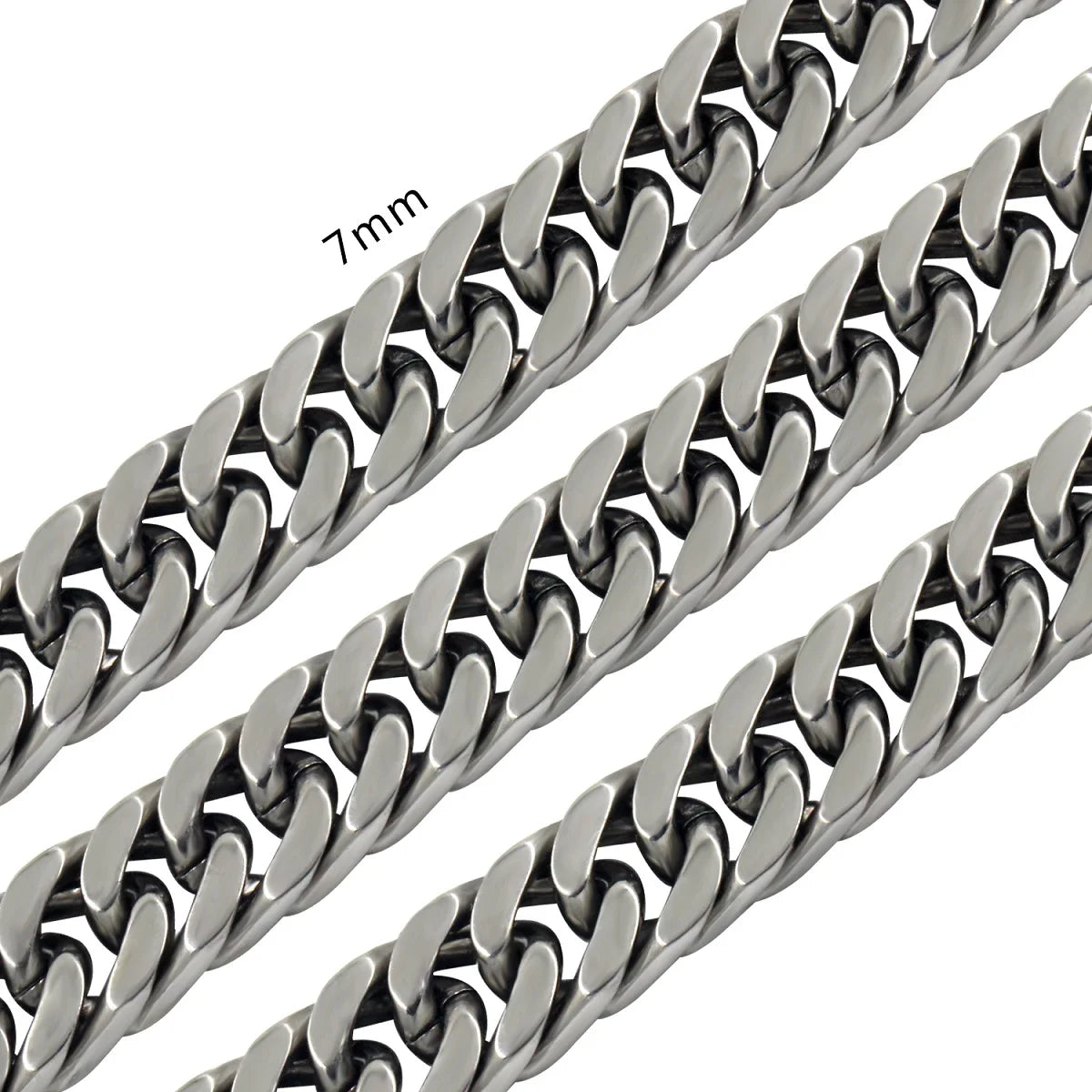 LUXUSTEEL 7MM Punk Stainless Steel Cuban Curb Link Chain For Women Men Gold Color Necklace Hip Hop Miami Male Jewelry Wholesale