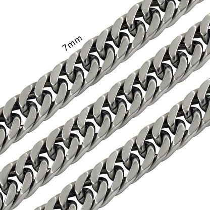 LUXUSTEEL 7MM Punk Stainless Steel Cuban Curb Link Chain For Women Men Gold Color Necklace Hip Hop Miami Male Jewelry Wholesale