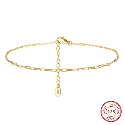 ORSA JEWELS 925 Sterling Silver Mariner Chain Anklets Fashion Women Summer 14K Gold Foot Bracelet Ankle Straps Jewelry SA24