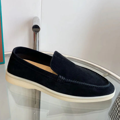 High Quality Men's walking driving shoes Unisex All genuine leather loafer Sheepskin suede Flat casual women's shoes large size