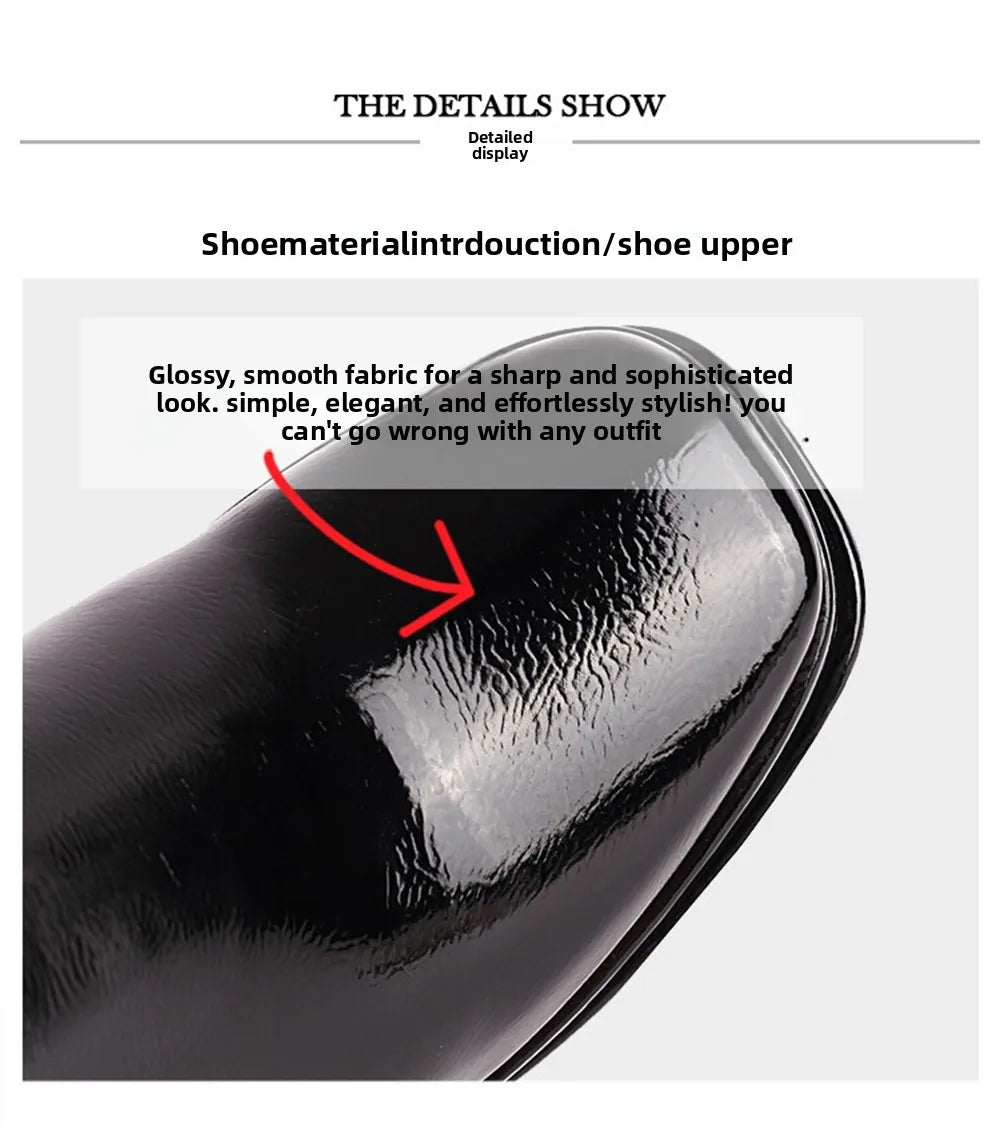 Women Patent Leather Over The Knee Platform Boots Black White Red Double Layer Block Heel Thigh High Boots Plus Size 34-48 23-06
