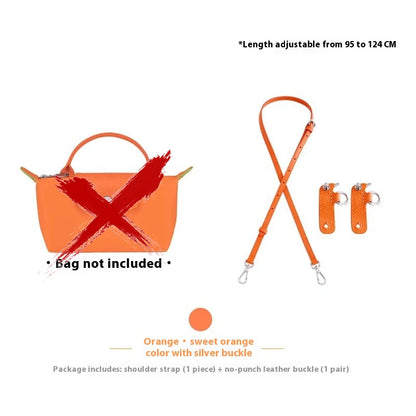 Cow Leather Replacement Crossbody Pomegranate Bag Strap for Longchamp Mini Bag Punching Free Modification Bag Accessories